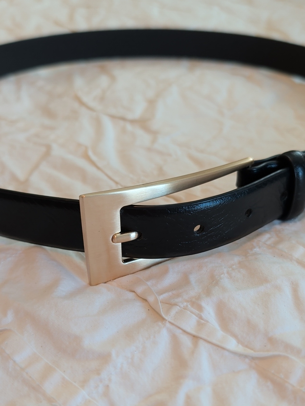 Rachel Zoe Black Leather Belt with Gold-Tone Buckle